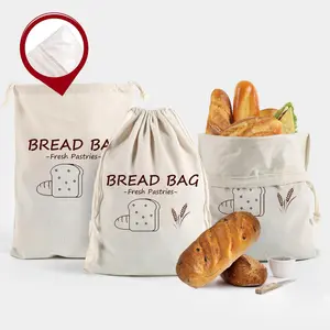 3 Pack Bread Bags, 20" x 14" Large Bread Bags, Plastic Liners, for Sourdough and Homemade Bread Storage, Indoor , Reusable, Microwave Safe Oil  Baked