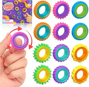Lesong Sensory Soothing Portable Toy Ring Set - 12-Piece Collection of Soft -Relieving Finger Spinners for Autism ADHD Kids & Adults Safe  Rewards or Stocking Stuffers -  TikTokShopBlackFriday Stress Relief Decoration Decompression Squeeze