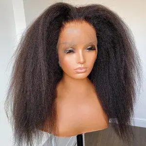 Kinky Straight 13x6 HD Lace Front Human Hair Wigs Preplucked For Women Brazilian Yaki Straight Transparent Lace Frontal Brazilian Curly Wig 180% Density with Baby Hair TikTokShopBlackFriday