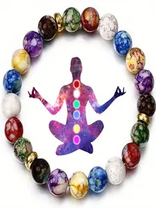 1 Women's Chakra Bracelet - 7 Chakra Balancing Yoga Meditation Jewelry with 7 Chakra Beads (Root, Sacral, Solar Plexus, Heart, Throat, Third Eye) - Perfect Gift for Mom/Best Friend/Girlfriend