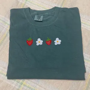 Strawberry daisies embroidered comfort colors T-shirt