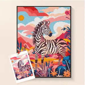 Vibrant Animal Series Diamond Painting Kit, Zebra/Dalmatian/White Tiger Designs, DIY Sparkling Wall Decor Set, Creative Home Accent, Unique Gift for Animal & Art Lovers, Relaxing Diamond Art Kits, Whimsical Home Decoration