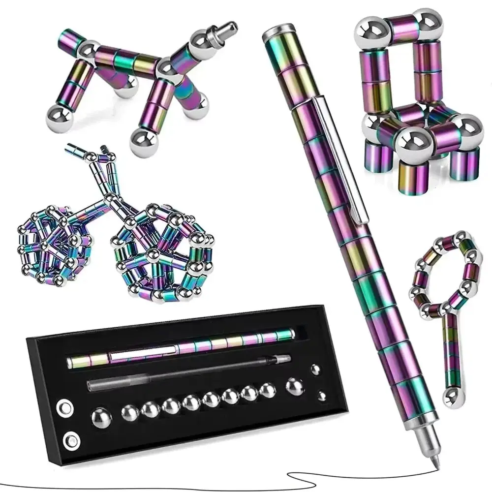 Magnetic Fidget Pen Set - Decompression Stress Relief Pen with Magnetic Rings and Steel Balls - Creative Gift for Adults and Teenssure, a Gift for Friends