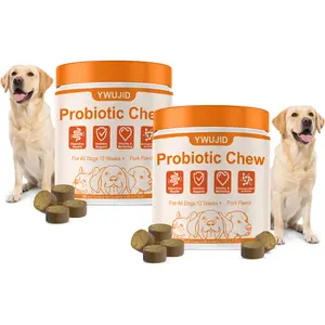 YWUJID 8-in-1 Multivitamin Soft Chews for Dogs – Probiotics, Gut & Immune Support – Natural Pork Flavor