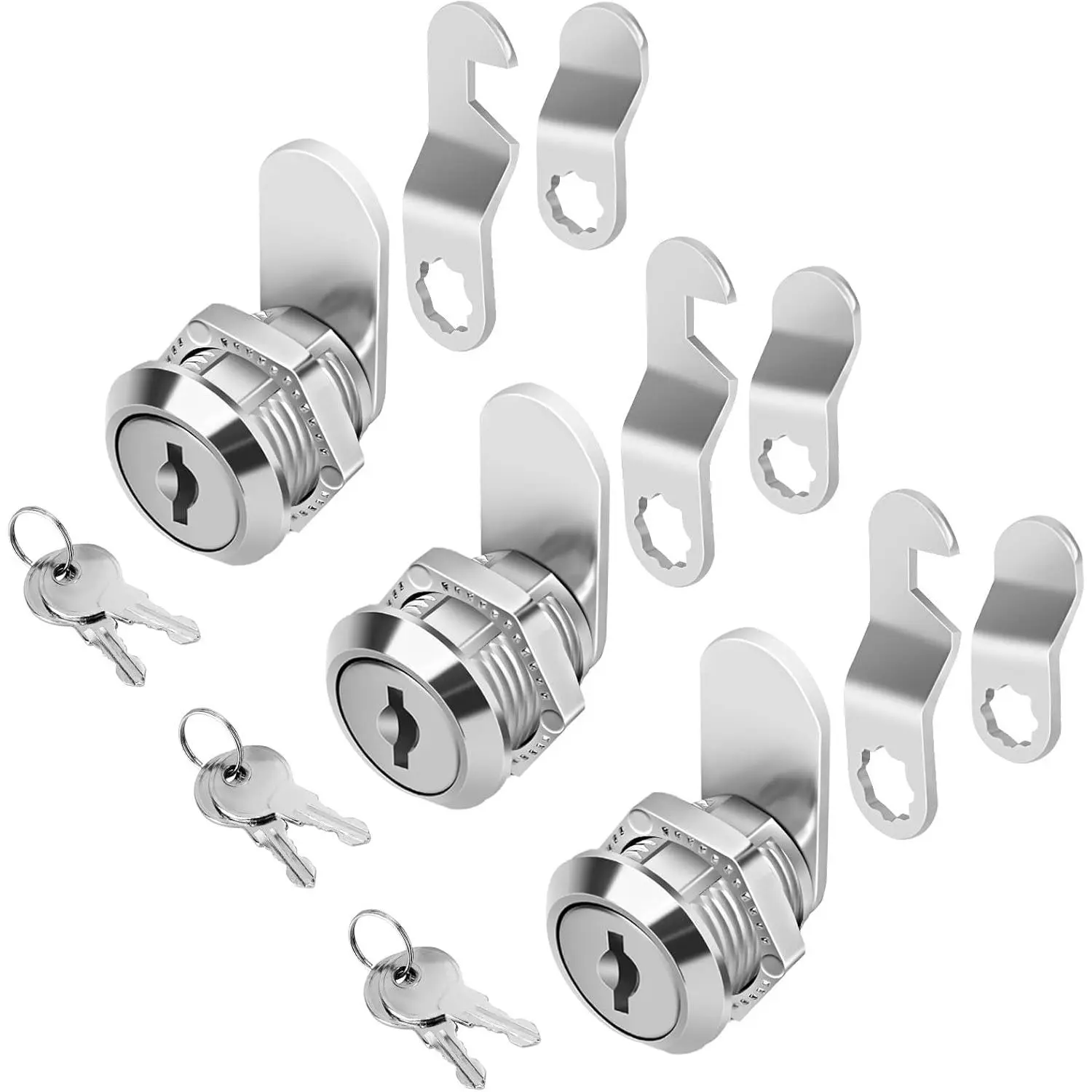 Cabinet Locks (3 Pack, Zinc Alloy), Keyed Alike Cam Lock for Tool Box, RV Storage, Mailbox, 5/8"
