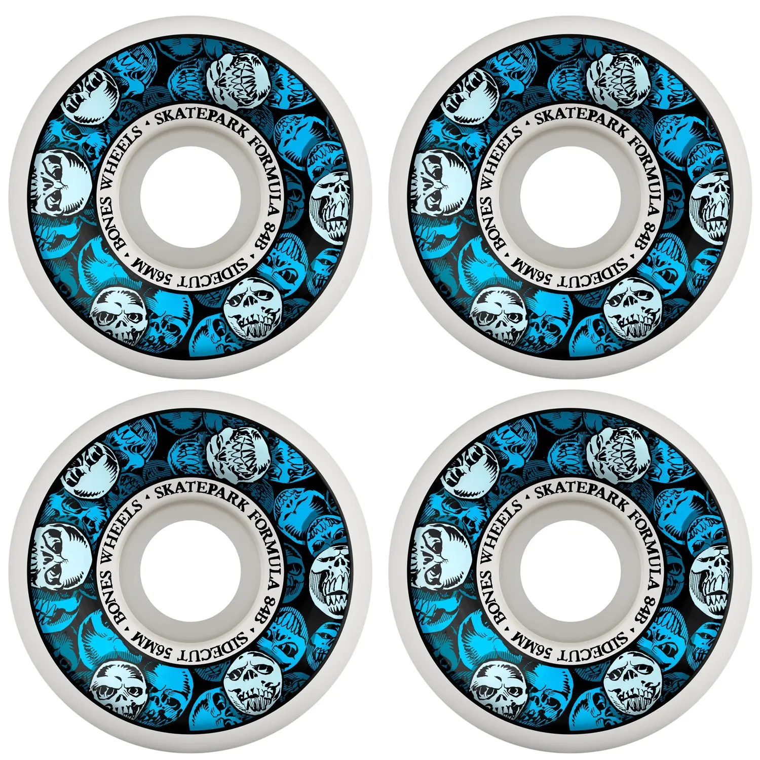 Bones Skateboard Wheels 56mm Skatepark Formula P5 Sidecuts 84B (104A) White