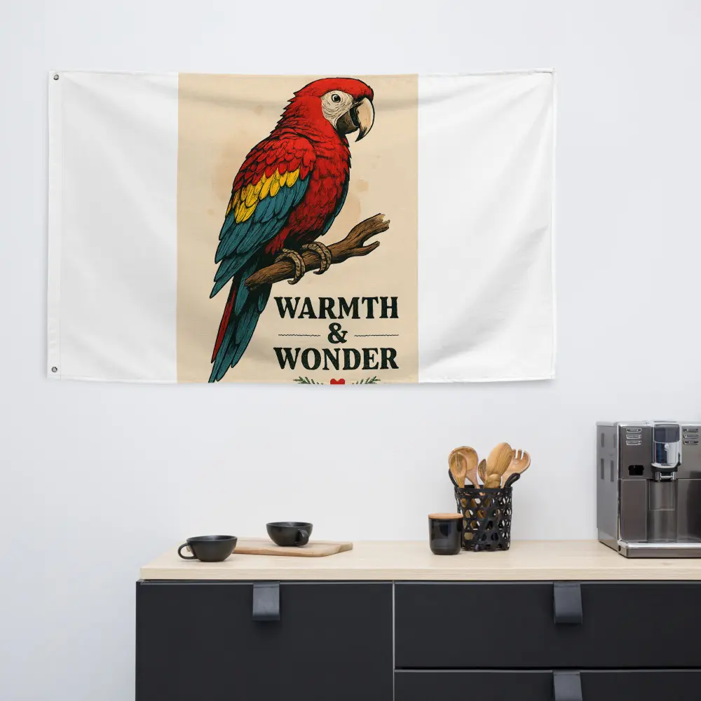Warmth & Wonder Parrot Flag 100% Polyester Knitted Fabric 4.42 oz/yd² 2 Iron Grommets Unique Wall Decor