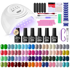 JEWHITENY 43PCS Gel Nail Polish Kit with U V Light 120W LED Nail Lamp 40 Colors Gel Nail Polish Set Manicure Tools All-In-One Nail Gel Kit