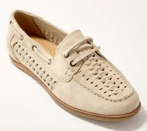 Earth Suede Woven Tie Boat Shoes - Wishing