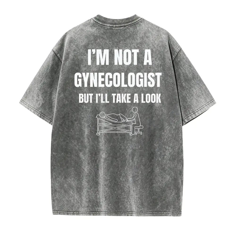 Men's Funny Gynecologist T-Shirt, Casual Cotton Round Neck Tee with Printed Text, Adult Humor Gift for Bachelor Party, Plain, All Seasons, Clothes, Fitted, Lightweight, Custom Made, Foldable, Machine Washable, Smooth, Seamless