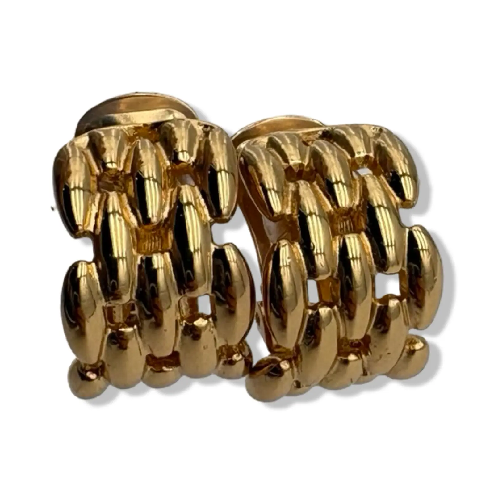Pre-owned Christian Dior Large Chain Link Clip On Earrings DIO1065