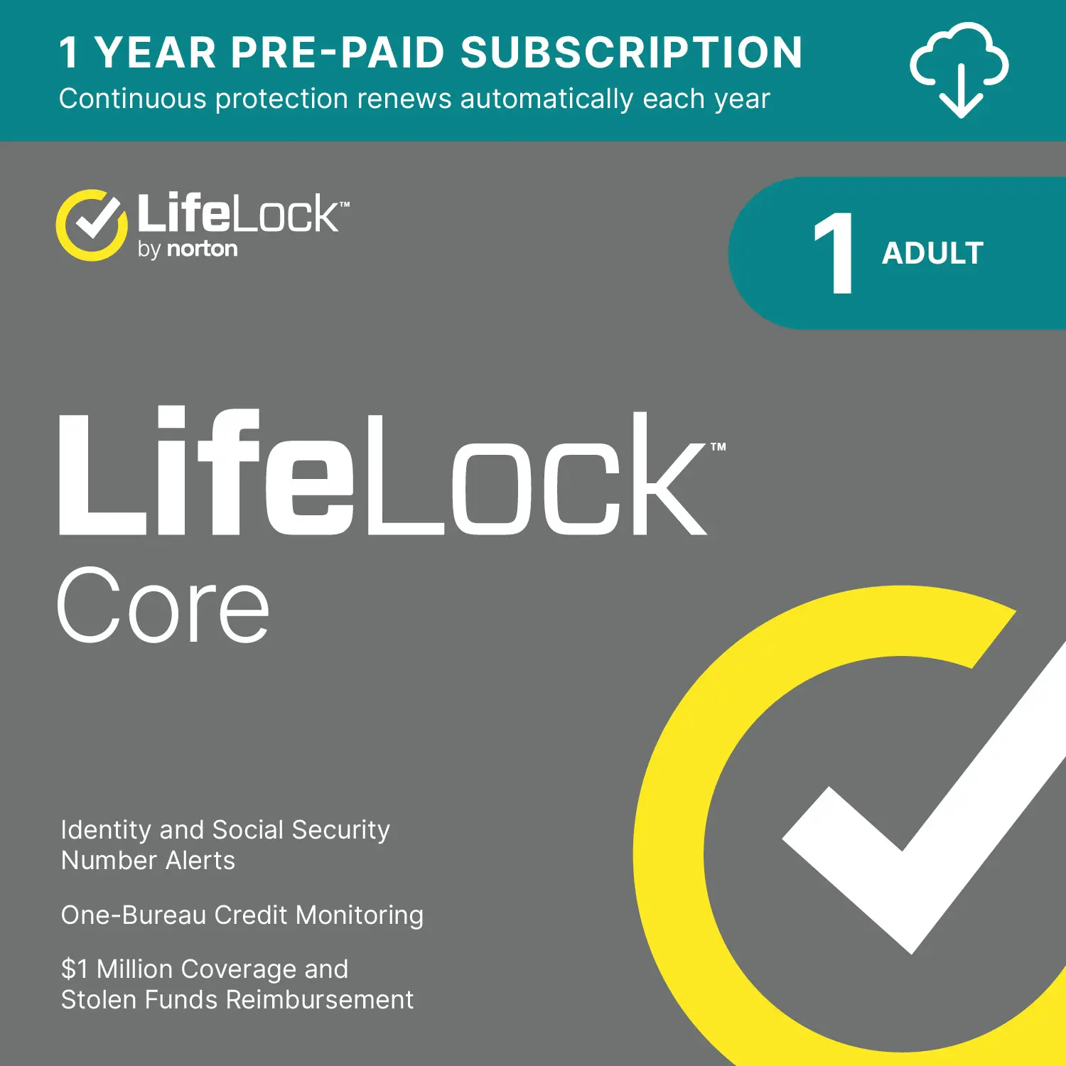 LifeLock Core Identity Theft Protection, Individual Plan, 1 Year Subscription [Digital Download]