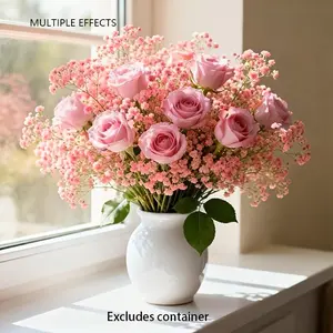 36-piece artificial flower bouquet set, Decorative artificial flowers, including 28 pink daisies and 8 pink roses, perfect for tabletop display and flower decoration, suitable for Christmas, Thanksgiving