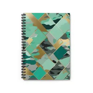 Mint, Teal & Gold Camo Spiral Notebook - Ruled Line Material: 100% paper - 118 ruled line pages (59 sheets)