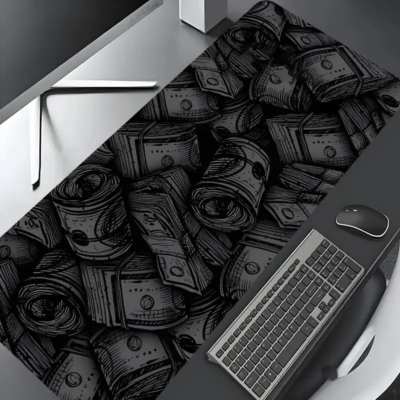 Money Pattern Desk Mat, Large Gameing Mouse Pad, Aesthetic Desktop Decoration Protection Pad, Non-slip Work Pad, Suitable for Laptop, Desktop Computer