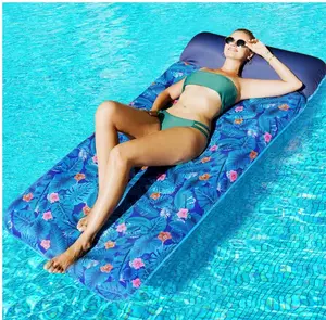 FindUWill Oversized Pool Float Lounge, 72" X 37" Extra Large Fabric-Covered Pool Floats for Adults, Inflatable Contour Lounger with Headrest Ultra-Comfort Cooling Pool Raft (XL, Monstera)