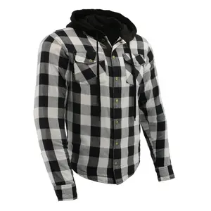 Milwaukee Leather Men's Hooded Flannel Motorcycle Shirt w/ CE Approved Armor - Reinforced w/ Aramid Fibers
