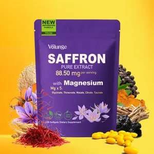 Volunge Saffron Supplement 88.5mg with 5 Types of Magnesium – Mood, Focus, Energy & Eye Health – Non-GMO, Vegan – 240 Softgels