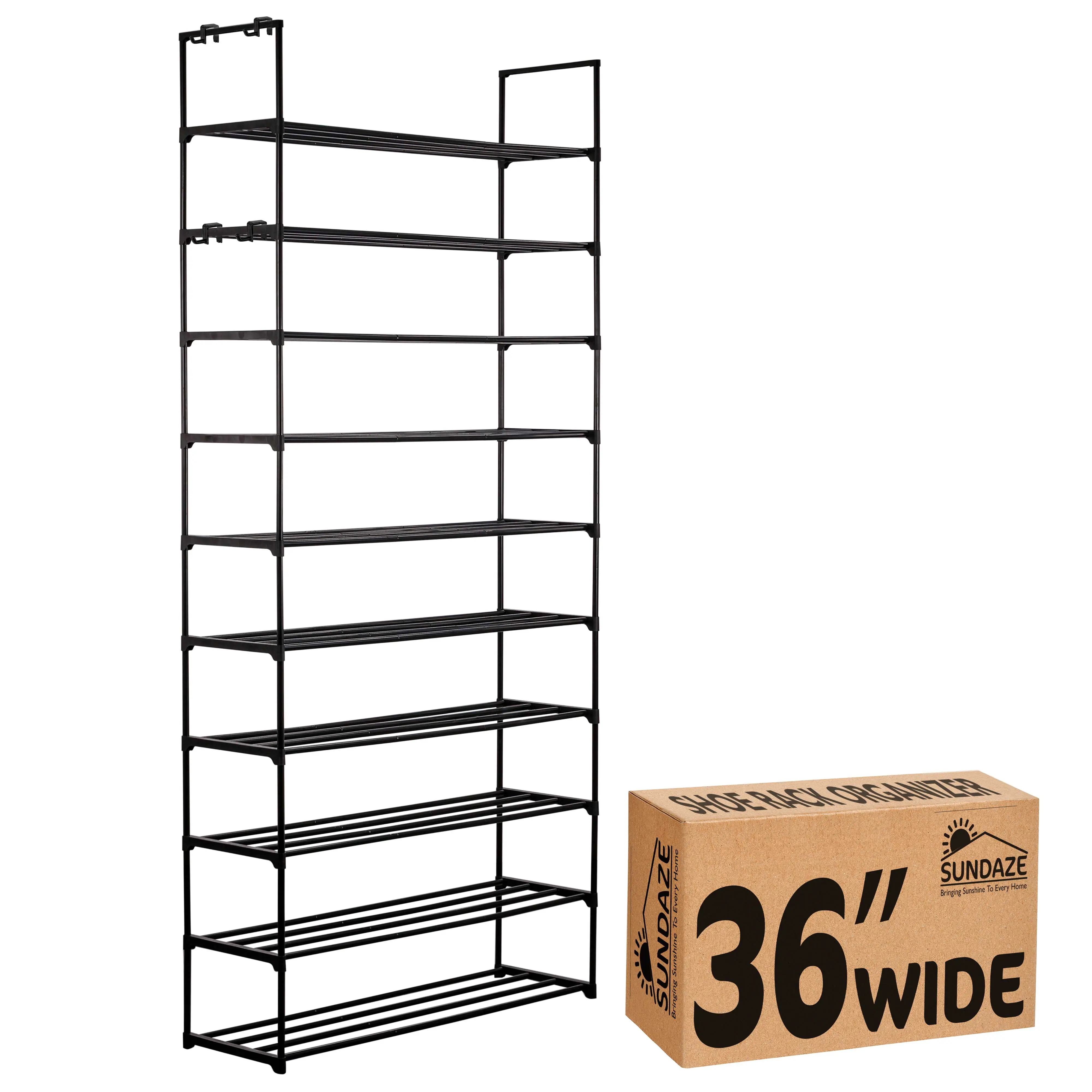 10 Tier Metal Shoe Organizer, Sturdy Tall Shoe Rack for Closet, Bedroom, Entryway, Garage, Black Metal, Holds Up to 50 Pairs