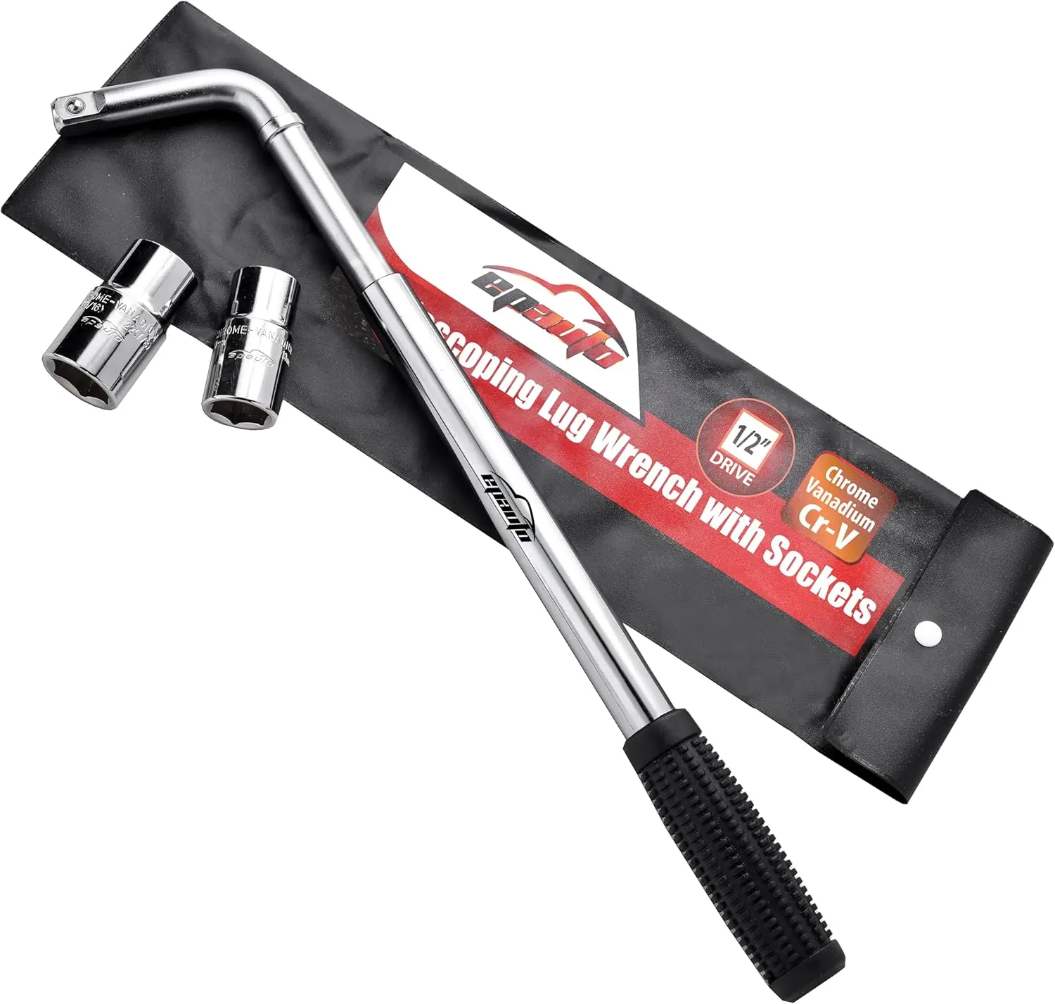 Telescoping Lug Wrench, Wheel Wrench with CR-V Sockets (17/19, 21/22mm)