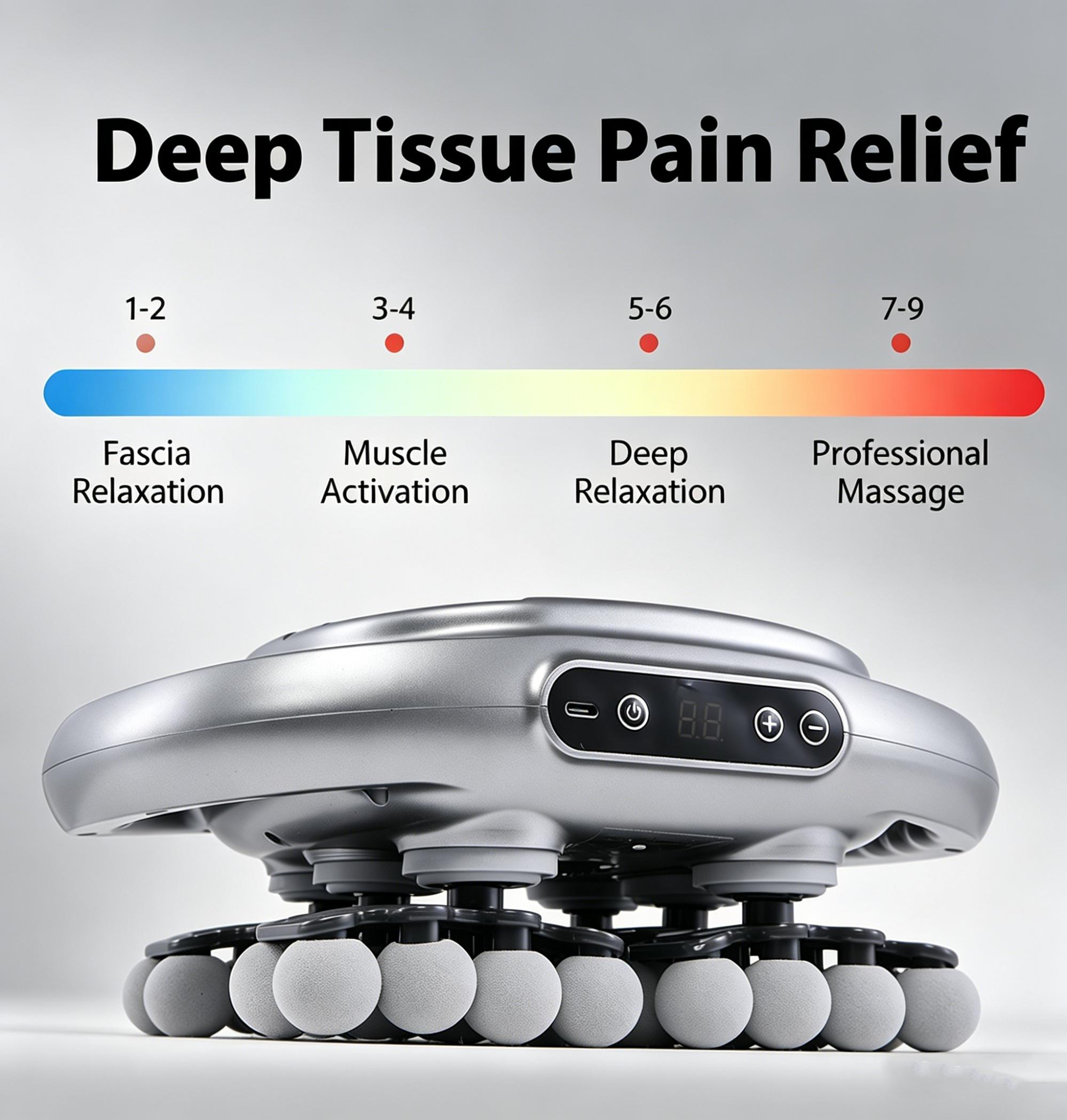 42/12-Head Quiet Massage Gun with Red Light Therapy, Deep Tissue Percussion Massager for Muscle Recovery & Pain Relief, Suitable for Back, Shoulders, Legs & Foot, Great Gift for Friends and Family