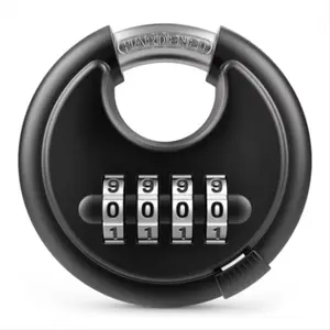 4 Digit Combination Disc Padlock with Hardened Steel Shackle Combo Lock for Sheds, Storage Unit, School Gym Locker