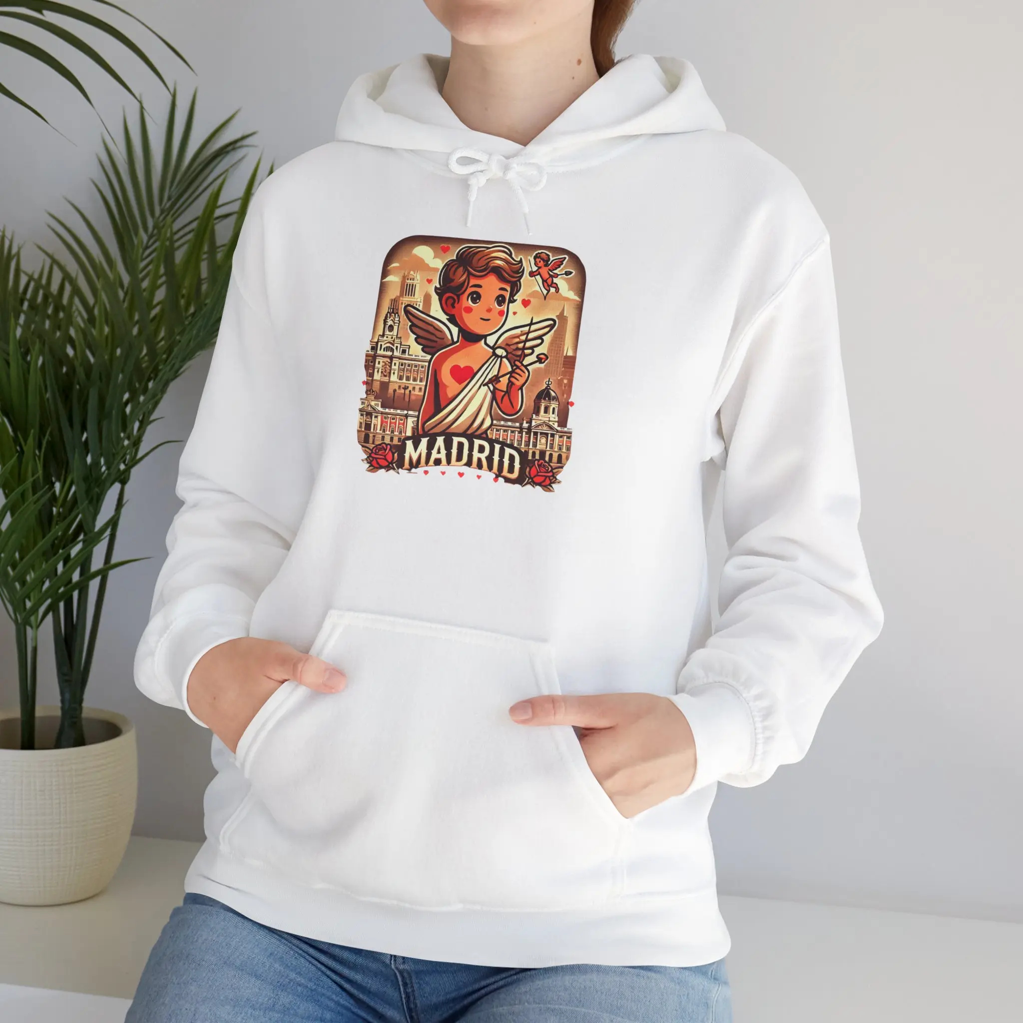 Madrid Valentine's day Sweater Unisex Hoodie Sweater Unisex Hoodie for Lovers Best Gift for Her, Cozy Winter Pullover, Holiday Gift Idea, Festive Couples Sweatshirt,