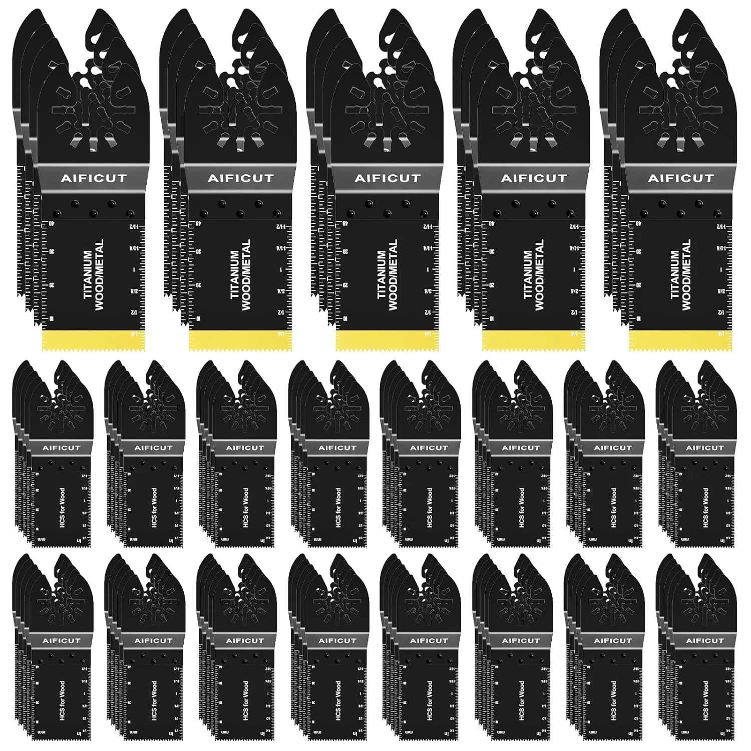 100pcs Oscillating Saw Blades Wood Blades Quick Release Oscillating Tool Blades Kits Fit Cable Black & Chicago