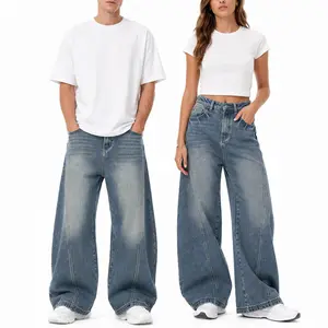 FAIABLE Baggy Jeans Vintage Denim Pant Petite Pants for Women Barrel Leg Mid-Low Waist Boyfriend Streetwear Unisex Y2K Loose Fit Jean Fashion Casual Clothes