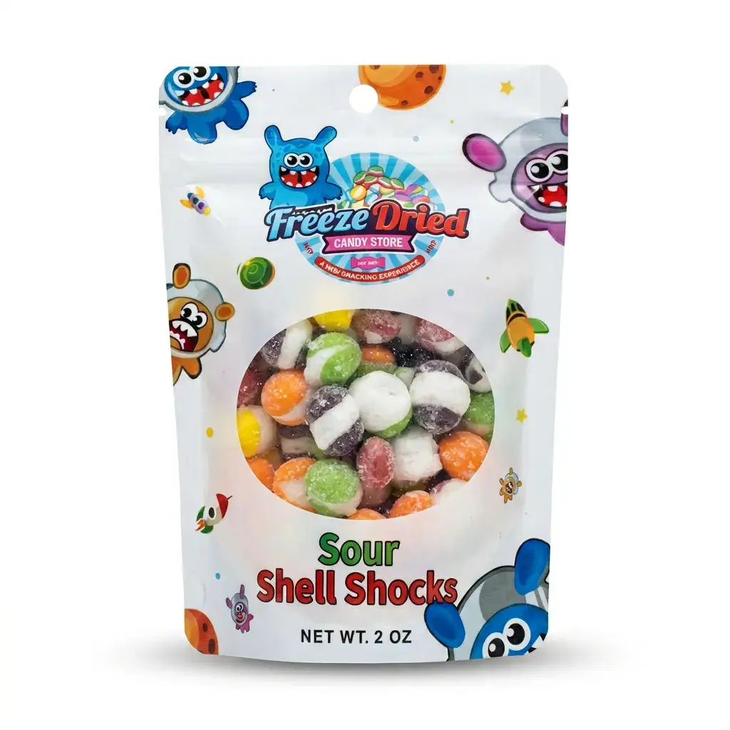 Freeze Dried Shell Shock Tangy Sour Candy, 2oz Bite-Sized Natural Flavor Snack Treat