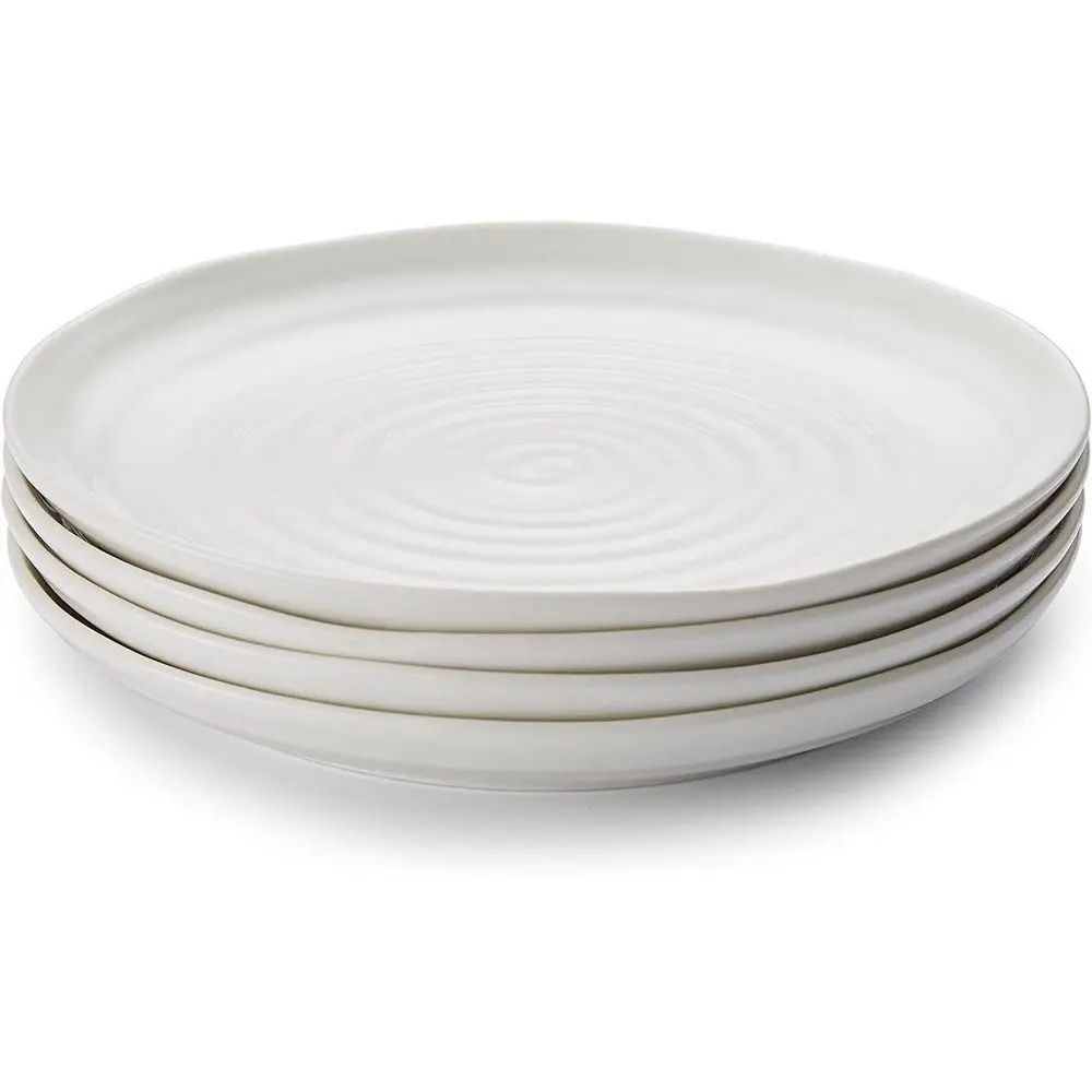 Portmeirion Sophie Conran Stylish Porcelain Round Coupe Dinner Plates - 4-Piece Durable Oven-Safe Dinnerware Set, 3 Sizes for Home Cooks & Pasta Serving