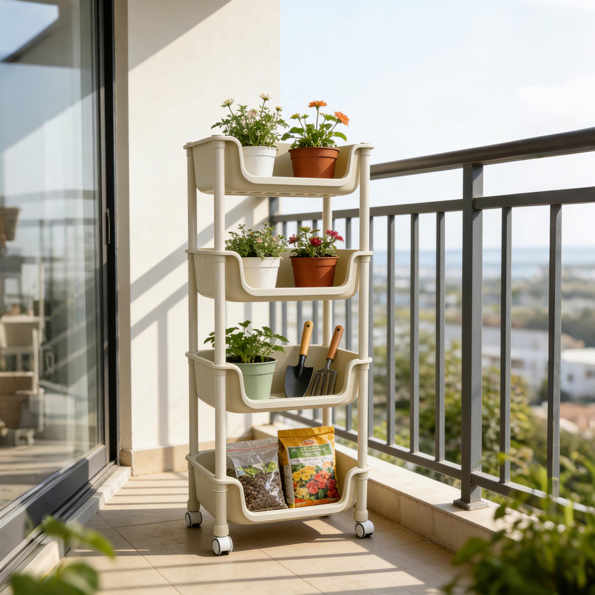 Multifunctional Multi-Layer Plastic Storage Cartwith Wheels, Layered Shelf Organizer for BedroomKitchen Bathroom Living Room, AdjustableStanding Shelf Suction Cup Sponge Holder for Kitchen Sink semiannual sale 2025 easy install kit glove clip cas oz sce