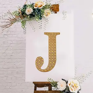 Decorative Rhinestone Alphabet "J" Letter Stickers 8", Gold Glitter Adhesive Craft Letters - DIY Sparkle Embellishments