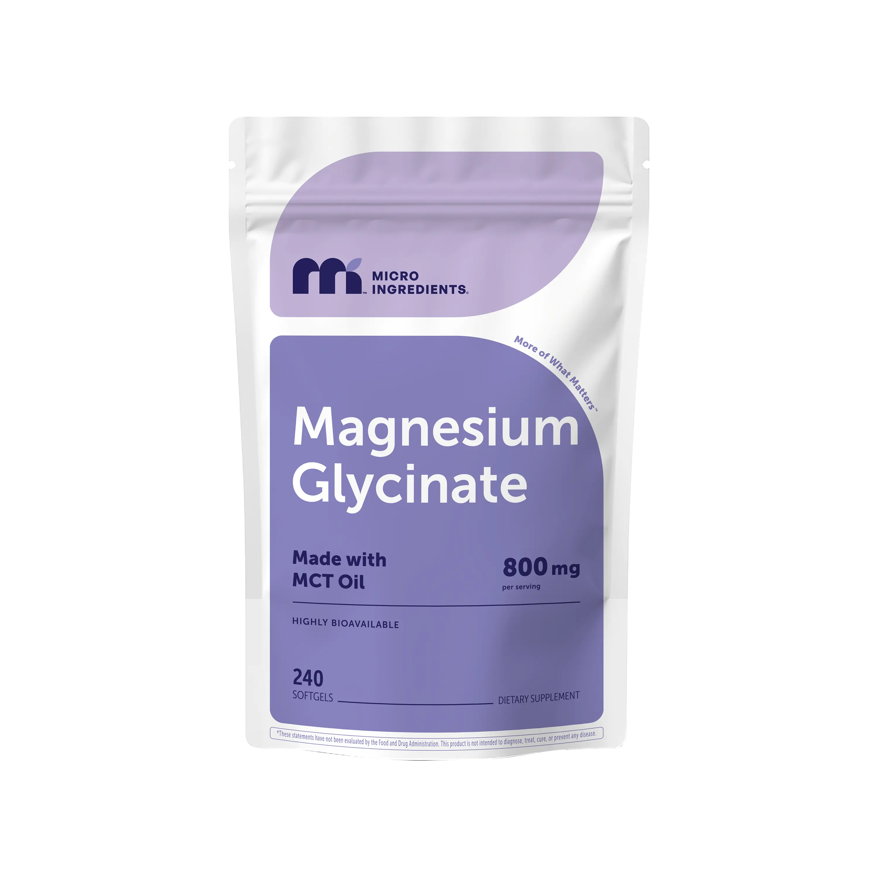 Micro Ingredients Magnesium Glycinate 800mg with MCT Oil, 240 Softgels Micro Ingredients Magnesium Glycinate 800mg with MCT Oil, 240 Softgels