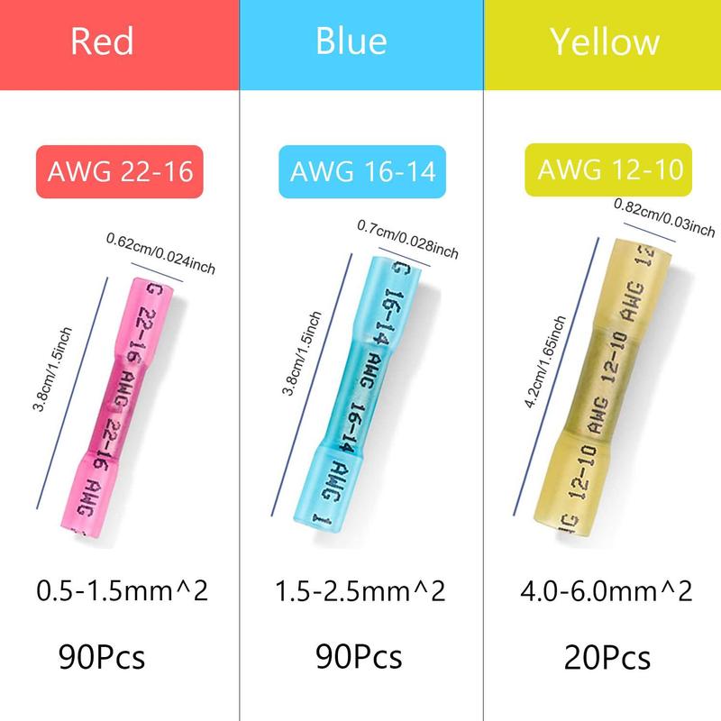 Heat Shrink Wire Connectors Kit (200pcs), Waterproof Insulated Electrical Terminals for Automotive & Marine Use, Durable & Reliable Cable Connectors