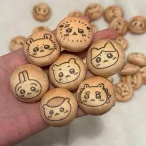 Chii Plush Cookie Pins - 1.25” Soft and Squishy Handmade Plush Biscuit Button Pins