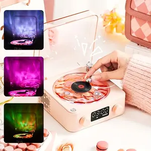 Multifunctional Noise Wireless Speaker, 4 Natural Sounds, Immersive RGB Projection, Adjustable Ambiance Light, Retro Turntable Design, Led Digital Clock
