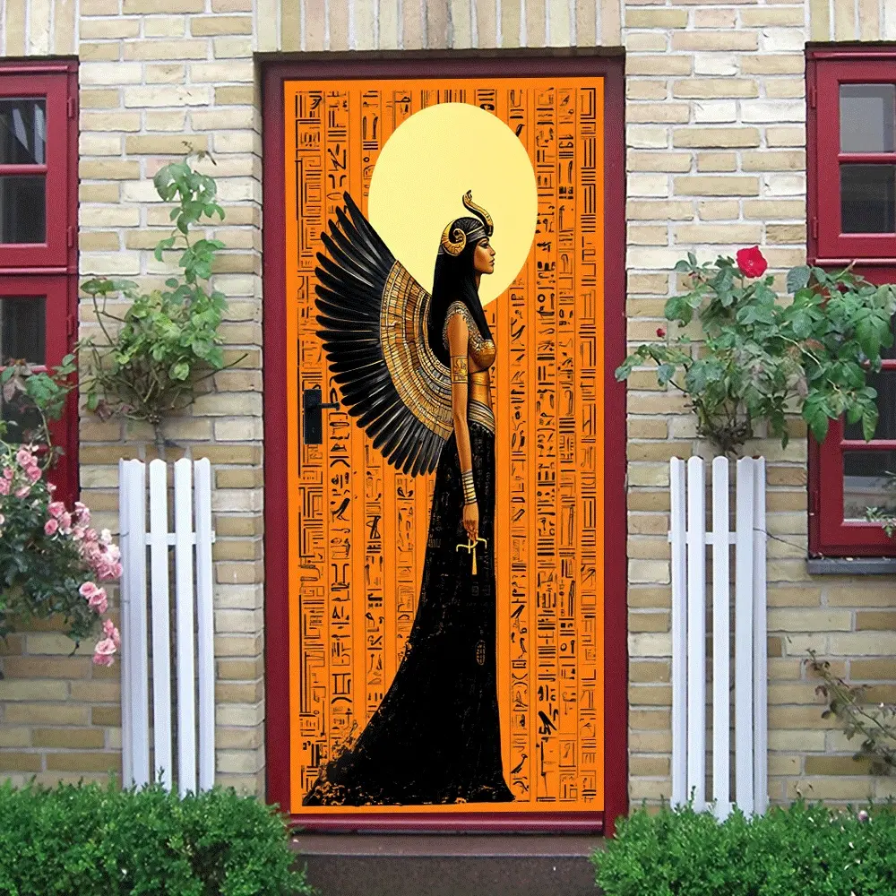 2pcs Egyptian Goddess Isis Wall Sticker Ancient Egyptian Art Home Decor PVC Removable Waterproof Decal for Living Room Bedroom Creative Cultural Theme Mural Decoration Artistic Wall Adornment