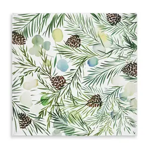 Begin Home Decor C1TC5858CWZPSY 58 x 58 in. Pine Cone Tablecloth - White Livingroom Holiday Decor