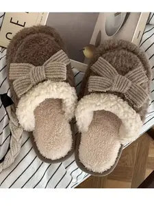Cozy Knit Bow Slippers