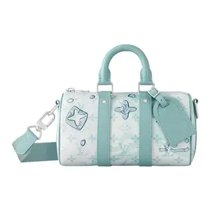 Louis Vuitton Keepall 25 Vintage Monogram Ink Waterpark Drop Print Canvas Shoulder Crossbody Handbag for Men in Light Blue