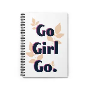 Go Girl Go Phrase Spiral Notebook | Feminine Leaves Ruled Journal