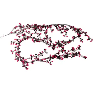 72" Bright & Dark Red Berry Garland for Festive Decorations and Holiday Celebrations