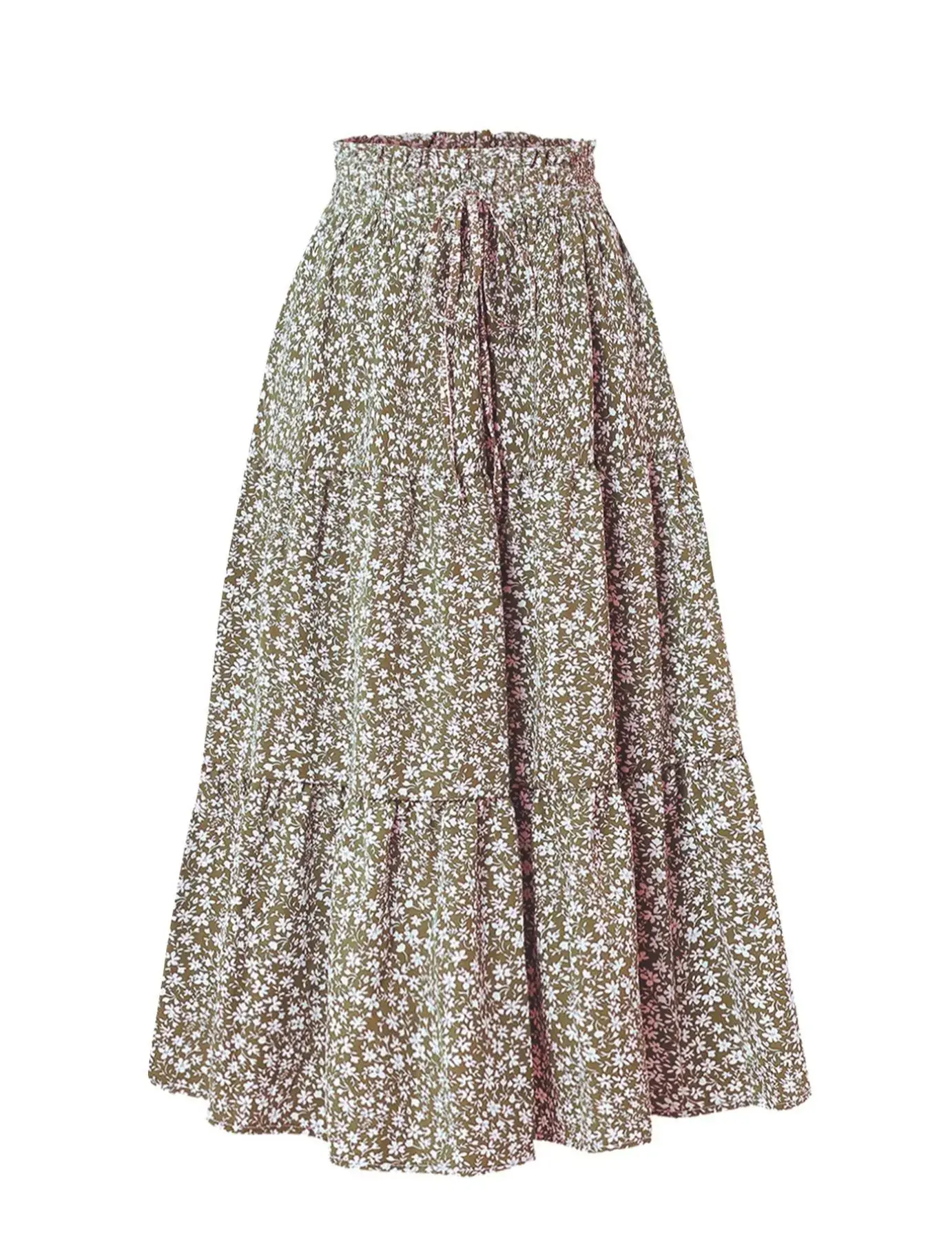 Women's Ditsy Floral Print Skirt, Casual Bohemian Boho Fashion Tie Front Skirt for Daily Holiday Vacation Wear, Ladies Bottoms for Summer, Boho Casual Skirts