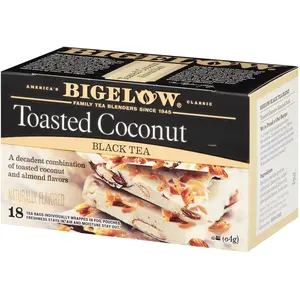 Bigelow Toasted Coconut Almond Bark Black Tea 18 Tea Bags Gluten-Free & Kosher US Origin
