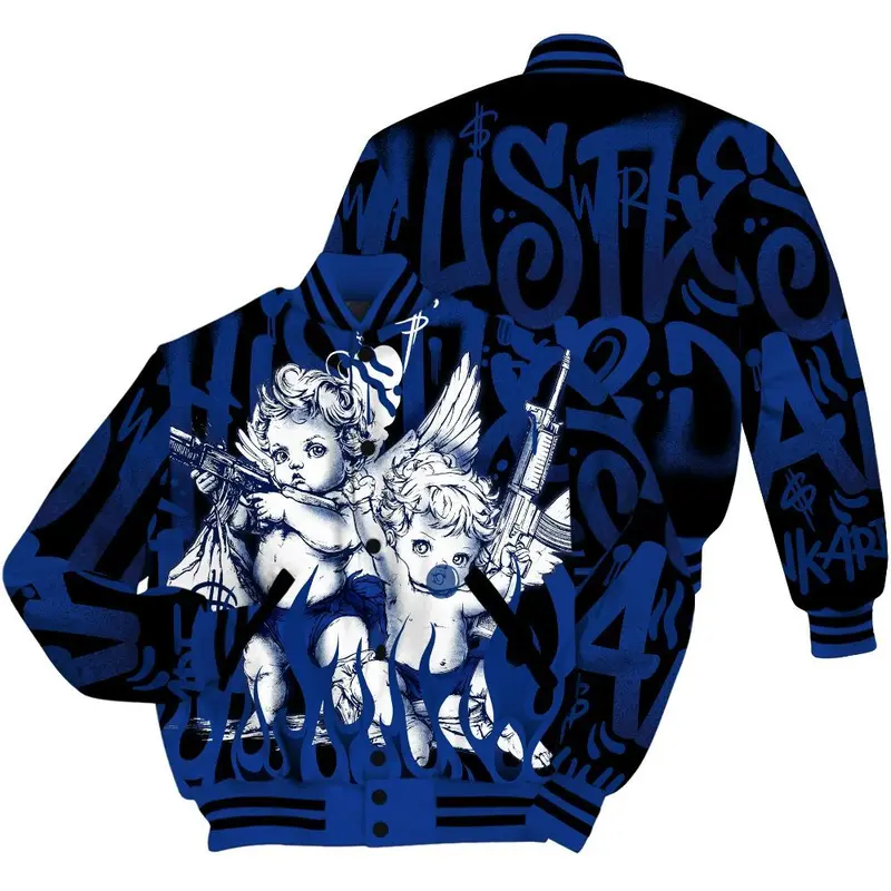 Foamposite One Royal Shirt, Angel Hustle Hard All Over Print, Signature Collection Baseball Jacket