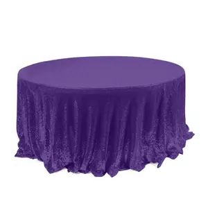 Sequin 120" Round Tablecloth Purple - Seamless Glittering Table Cover