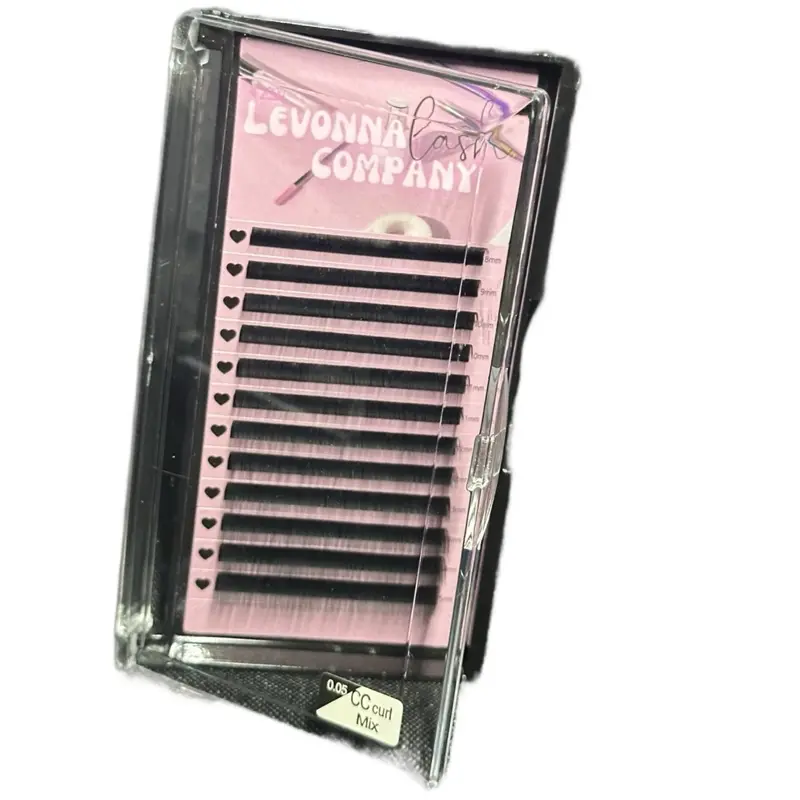 Levonna Lash Trays CC Curl Eyelashes - Pink Color with Curling Design, Includes 50 Curls, Ideal for Makeup Use