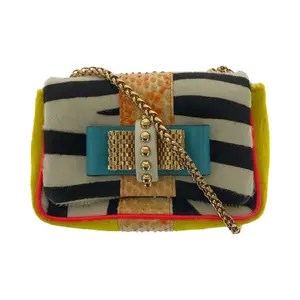 Pre-owned christian louboutin Snakeskin Shoulder Bags Python Haircalf Leather Chain Shoulder Bag
