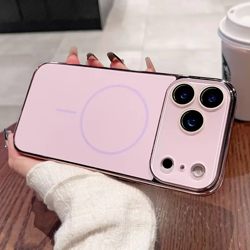 Women's Luxury Magnetic Electroplated Shockproof Matte Smartphone Case with Lens Guard, MagSafe Compatible for iPhone 17 Pro Max/17/16 Plus/15/14/13/12/11, Seamless Wireless Casing for Handheld Devices with Accessory Protection, Cellphone